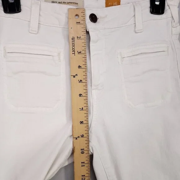 Pilcro Anthropologie Superscript Flared Jeans Women's Size 26 White 23" Inseam - Picture 8 of 15